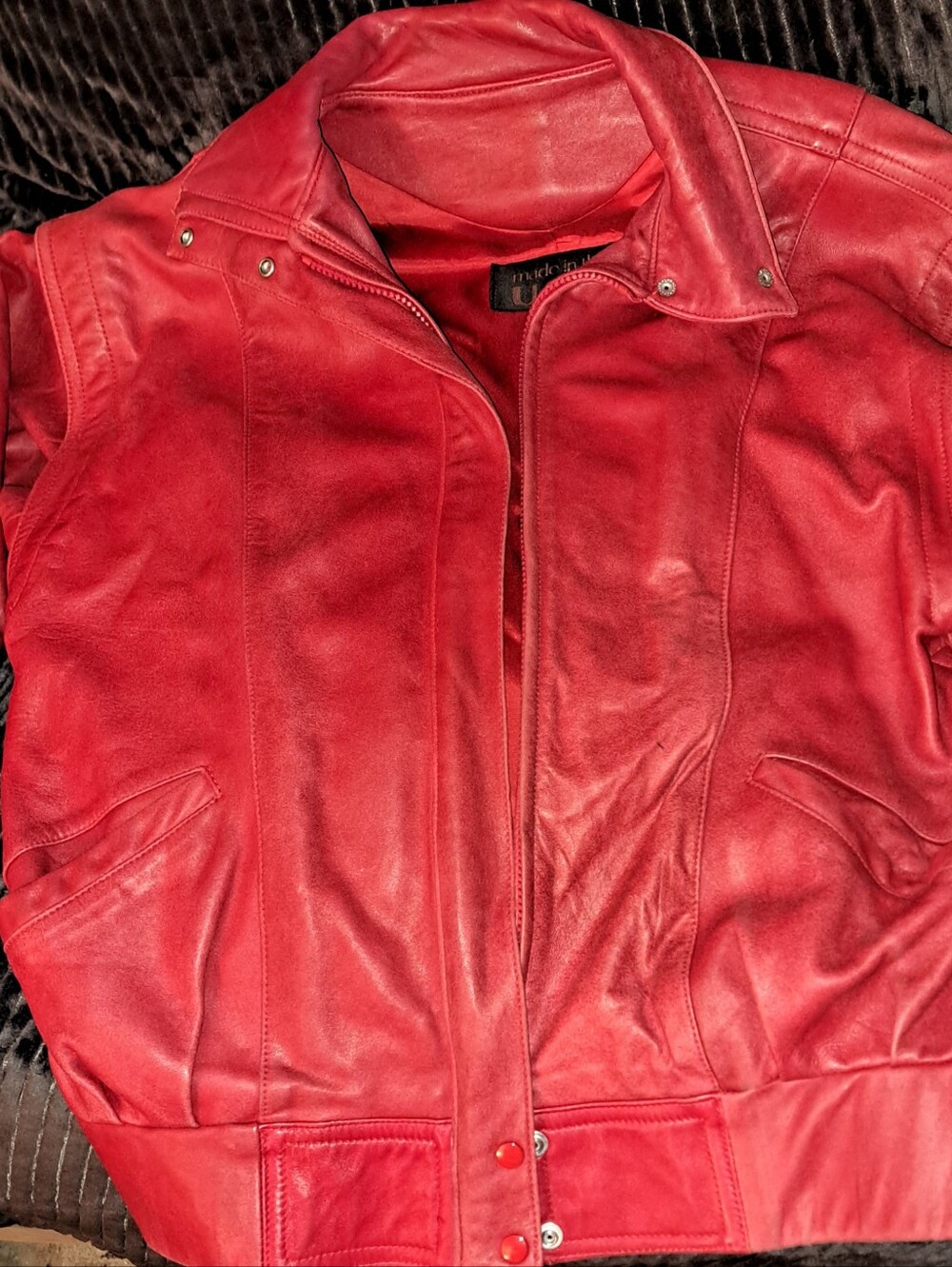 Vintage 1980's Bomer Leather Jacket.  Brand:  made in the U.S.A.  Collectible